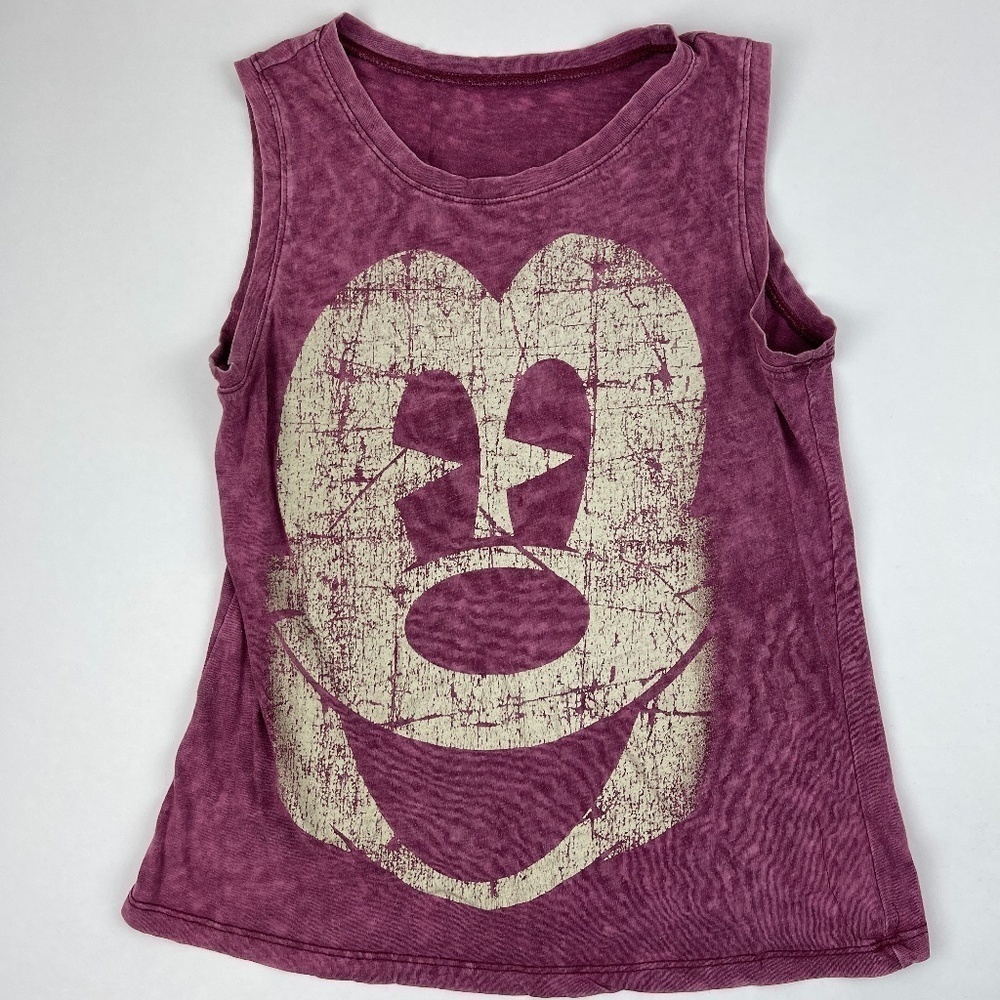 Mickey Mouse Tank Top Womens Red Sleeveless Round Neck